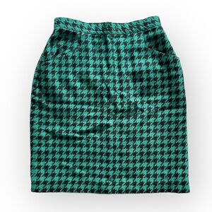 Vintage Houndstooth Wool Blend High Waisted Above the Knee Skirt Women’s Small